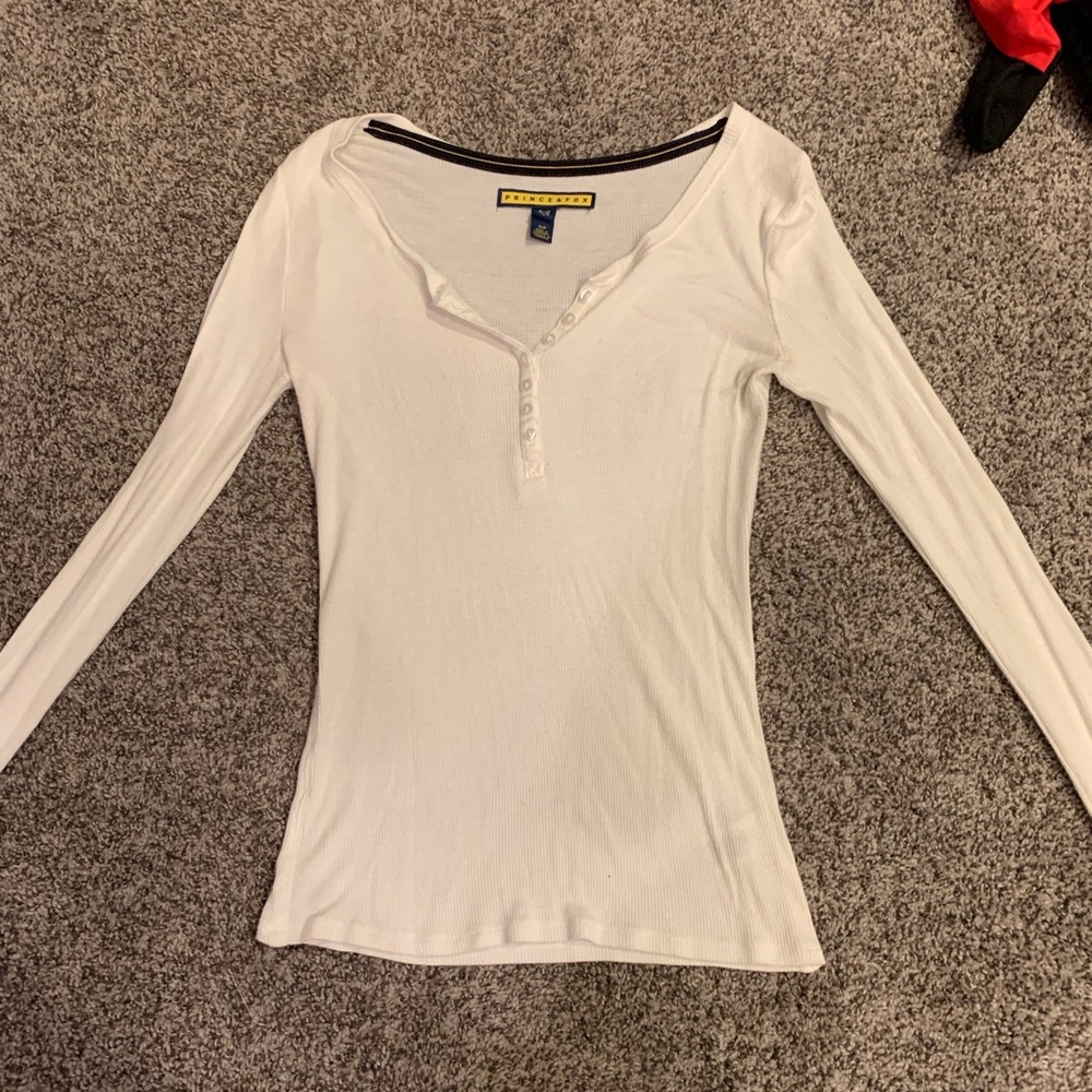 Ribbed fitted polo white long sleeve